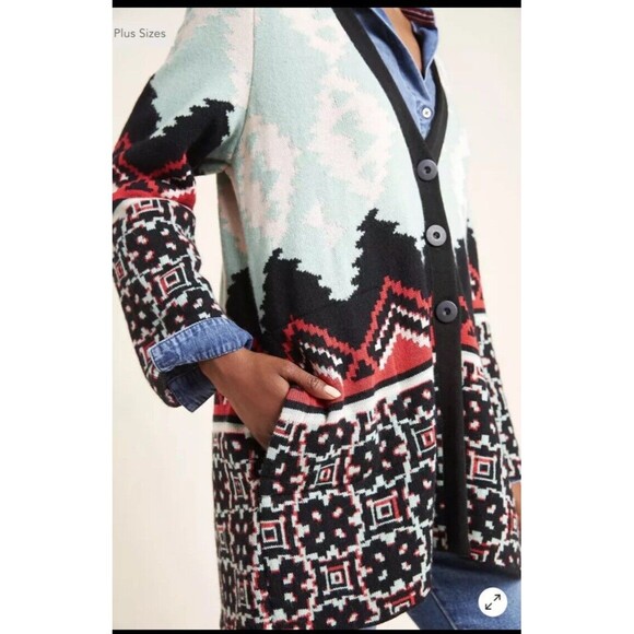 Aldomartins for Anthropologie - Patterned Women's Cardigan - Size Large - Picture 4 of 12